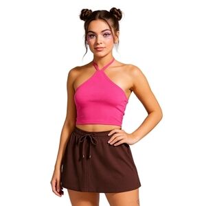 Vintage NWT Y2K Esprit Beach Brown Micro Mini Drawstring Skirt Size Medium